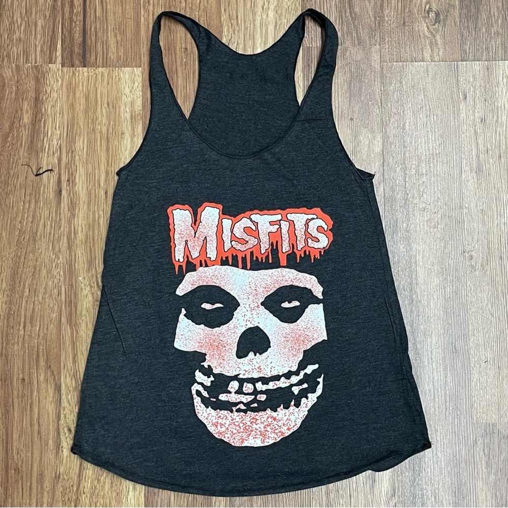 Ladies misfits Racerback Tank Top Charcoal Black